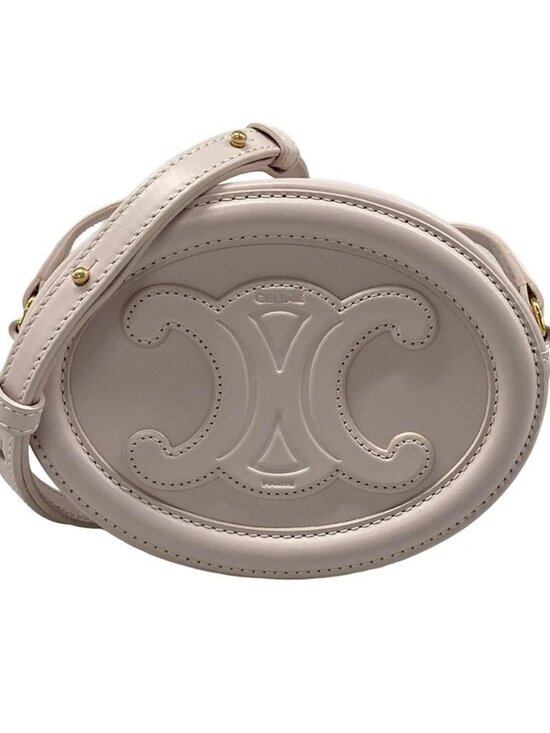 Celine Handbags - CELINE Crossbody Oval Purse Cuir Triomphe Light Pink Smooth Calfskin